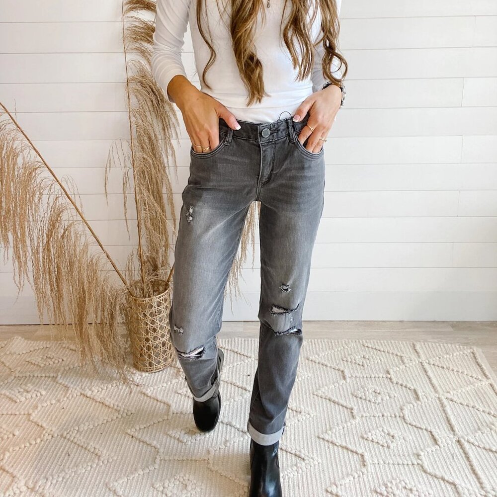 Mac and Me Grey Vintage Girlfriend Straight Leg